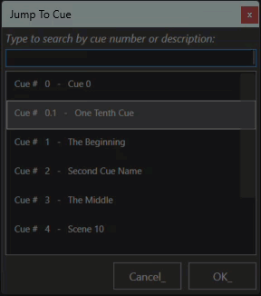 Jump to Cue Character Search Demo