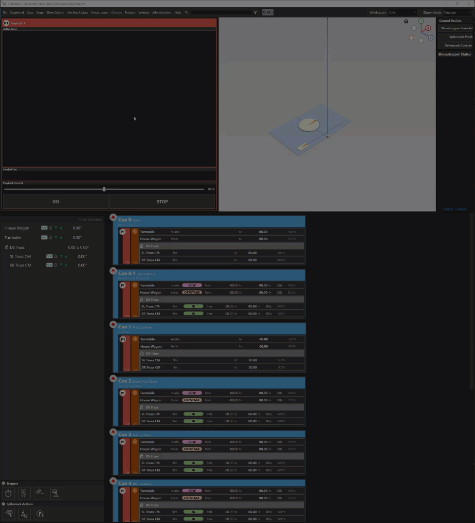 Selecting and loading a cue from Jump to Cue