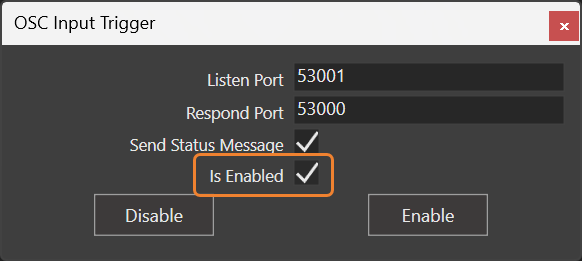OSC input trigger window